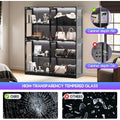 4-Tier LED-Lit Glass Shelf Cabinet for Displaying Collectibles, Black, 70H×60L×16D