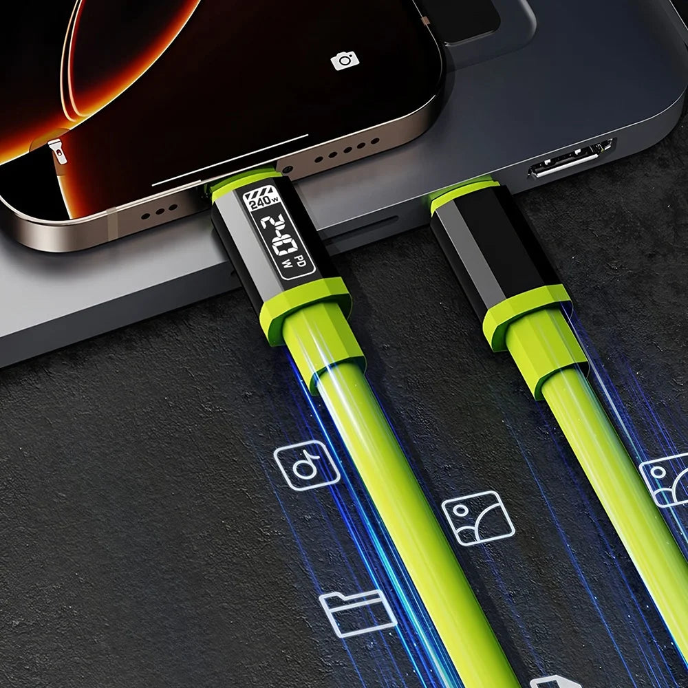 USB To Type C Data Cables 240W Fast Charge 6A USB-C Phones Chargers Cord For iPhone Xiaomi Huawei Samsung Cellphone Accessories