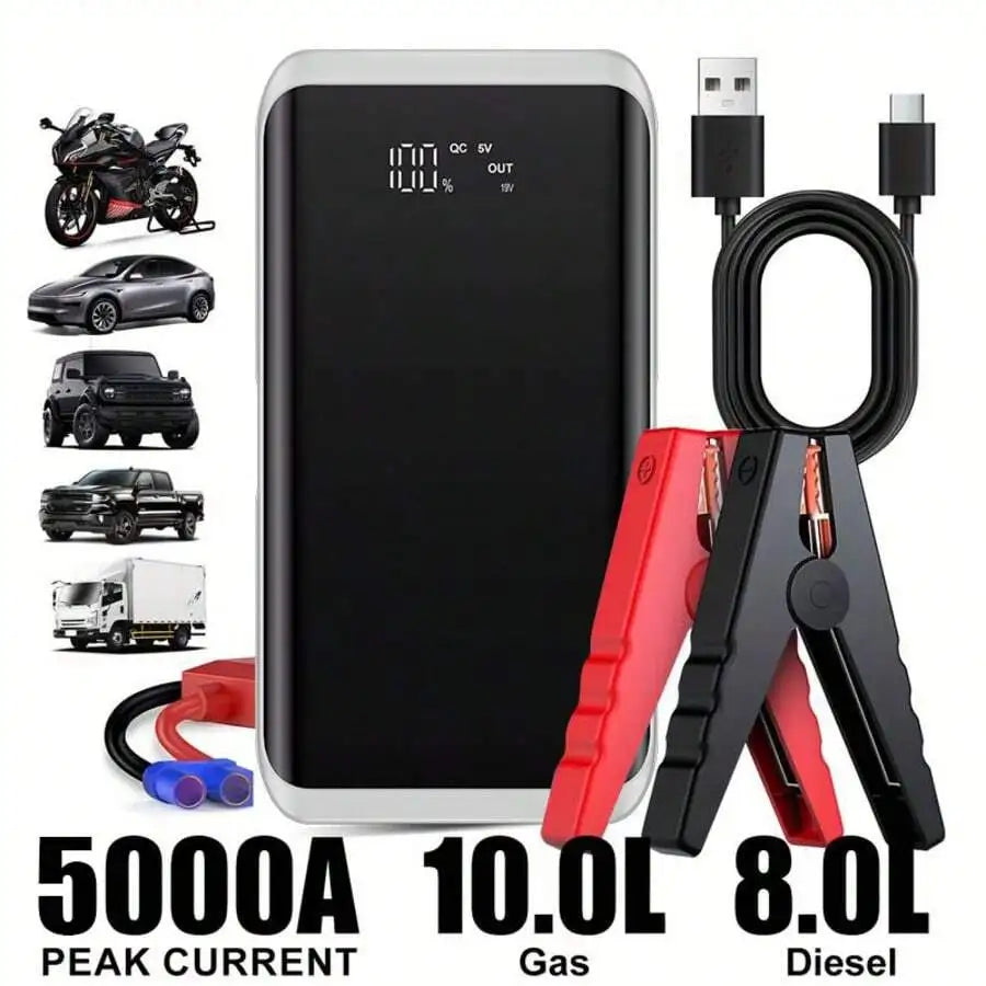 Portable Car Jump Starter 5000A Peak 12V For Gas Vehicles