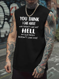 Men's Fun Quotes Sleeveless Muscle Tank Top - Fitness and Streetwear Top with Satirical Text Print