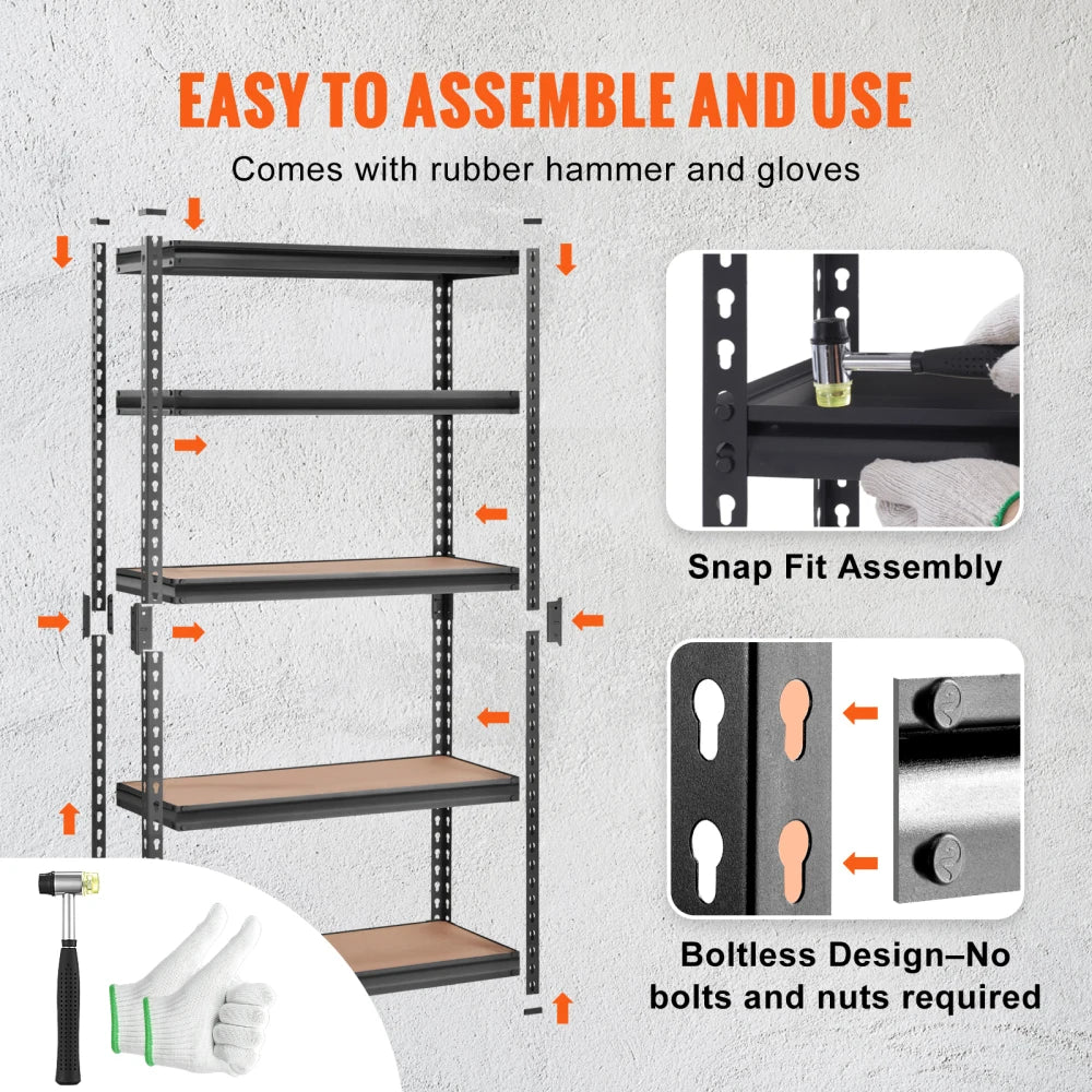 Heavy Duty 5-Tier Adjustable Metal Storage Shelving 2000 lbs, 30"x12"x60" Black Rack for Garage Kitchen Pantry Basement