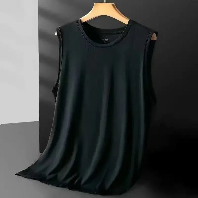 Men's Ice Silk Mesh Vest Lightweight Sports Summer Wear Sleeveless T-shirt Tank Top Casual Fashion Outerwear